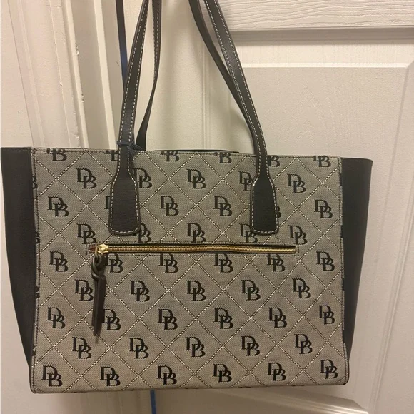 Dooney & Bourke Monogrammed Black and Tan Tote